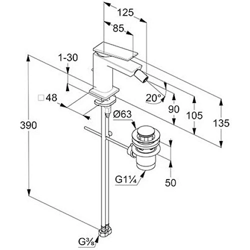 Смеситель для биде Kludi DECUS 542170575 хром Смеситель для биде Kludi DECUS 542170575 хром