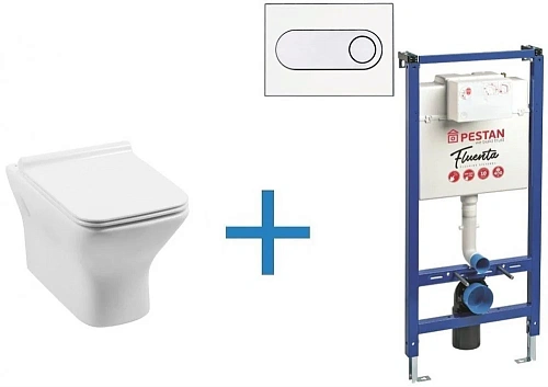 Комплект унитаза с инсталляцией Aquanet Rimless Cube-W CL-12248D (инсталляция Pestan Fluenta SET4000 Cube-W + SET40006356OW Комплект унитаза с инсталляцией Aquanet Rimless Cube-W CL-12248D (инсталляция Pestan Fluenta SET4000 Cube-W + SET40006356OW