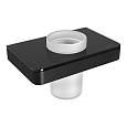 Стакан Lemark GLASS LINE с держателем, чёрный матовый/черное стекло 9732036