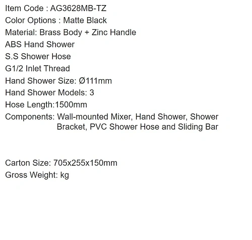 Смеситель для ванны ARROW AG3628MB-TZ черный Смеситель для ванны ARROW AG3628MB-TZ черный