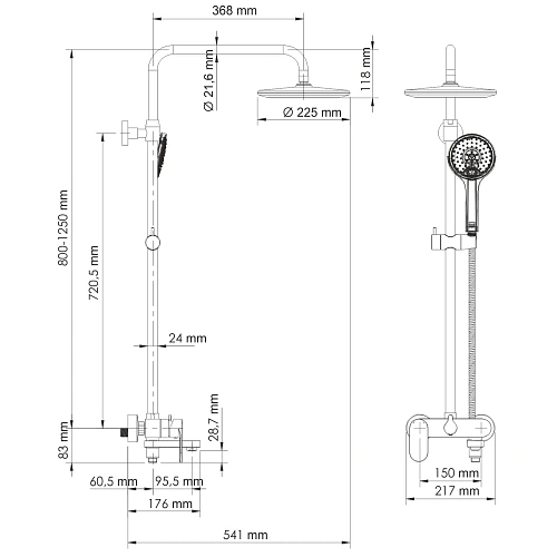 Душевая система WasserKRAFT A17401 черный Душевая система WasserKRAFT A17401 черный
