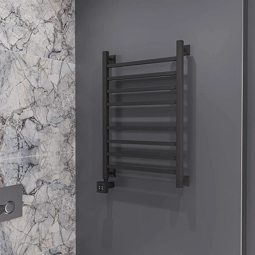 Полотенцесушитель электрический EWRIKA Деметра LP 80х50, матовый черный L 536077 Полотенцесушитель электрический EWRIKA Деметра LP 80х50, матовый черный L 536077