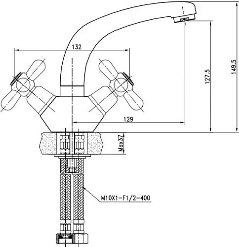 Смеситель для раковины KAISER Carlson 11011 двухрычажный Смеситель для раковины KAISER Carlson 11011 двухрычажный