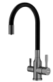 Смеситель для кухни Raglo R81.64.09 с гибким изливом с подключением к фильтру, графит Смеситель для кухни Raglo R81.64.09 с гибким изливом с подключением к фильтру, графит