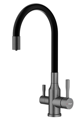 Смеситель для кухни Raglo R81.64.09 с гибким изливом с подключением к фильтру, графит Смеситель для кухни Raglo R81.64.09 с гибким изливом с подключением к фильтру, графит