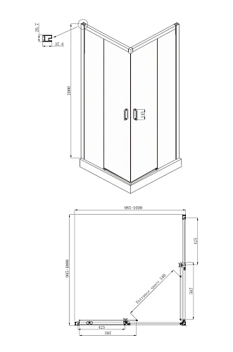 Душевой уголок Ambassador Queen 11011204Black (1000x1000x2000) Душевой уголок Ambassador Queen 11011204Black (1000x1000x2000)