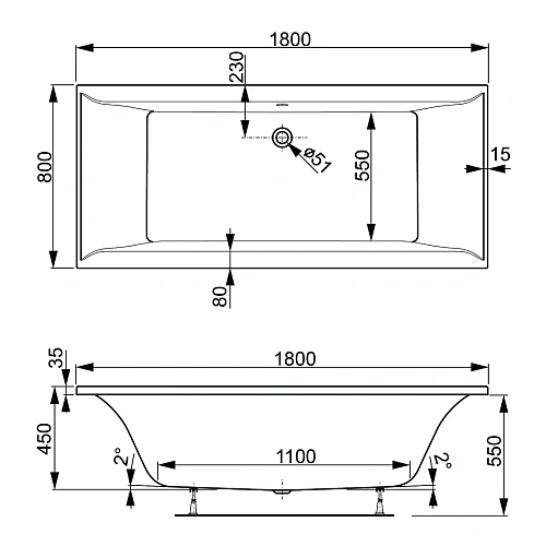Акриловая ванна VAGNERPLAST VERONELA 180x80 VPBA180VEA2X-04 Акриловая ванна VAGNERPLAST VERONELA 180x80 VPBA180VEA2X-04