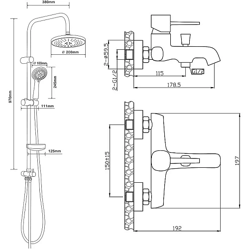 Душевая система Orange Karl M05-933w с изливом, белый Душевая система Orange Karl M05-933w с изливом, белый