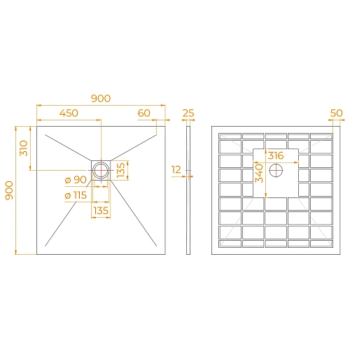 Душевой поддон RGW STONE TRAY-G 900x900 квадрат 14152099-02-11 Душевой поддон RGW STONE TRAY-G 900x900 квадрат 14152099-02-11