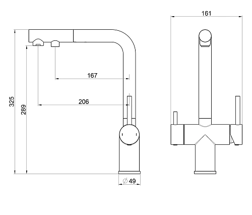Смеситель для кухни Wonzon & Woghand (WW-88458018-BN) с выдвижным изливом и подключением фильтра, брашированный никель Смеситель для кухни Wonzon & Woghand (WW-88458018-BN) с выдвижным изливом и подключением фильтра, брашированный никель