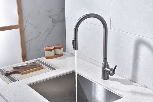 Смеситель для кухни Paulmark Universal вороненая сталь Un213880-GM Смеситель для кухни Paulmark Universal вороненая сталь Un213880-GM