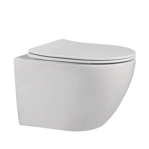 Унитаз подвесной ABBER Bequem AC1100MW белый матовый, безободковый с крышкой микролифт Унитаз подвесной ABBER Bequem AC1100MW белый матовый, безободковый с крышкой микролифт