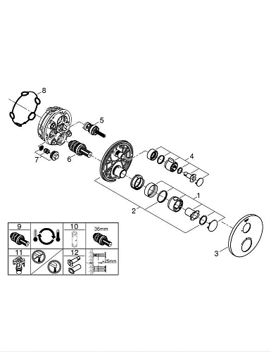 Смеситель для душа GROHE Grohtherm термостатический, круглая розетка, хром (24075000) Смеситель для душа GROHE Grohtherm термостатический, круглая розетка, хром (24075000)