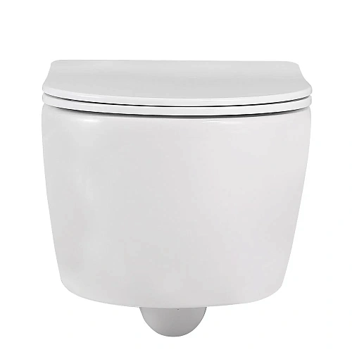 Унитаз подвесной ABBER Bequem AC1104 белый, безободковый с крышкой микролифт Унитаз подвесной ABBER Bequem AC1104 белый, безободковый с крышкой микролифт