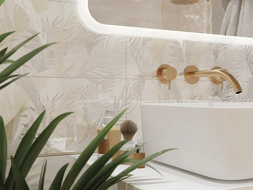 Вставка Cersanit Atria листья бежевый 20x44 15917 Вставка Cersanit Atria листья бежевый 20x44 15917