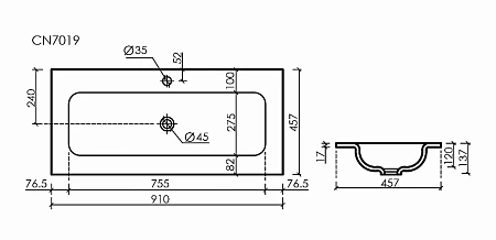 Раковина Ceramica Nova Grace CN7019 мебельная 910x457x137 с отверстием под смеситель белый Раковина Ceramica Nova Grace CN7019 мебельная 910x457x137 с отверстием под смеситель белый