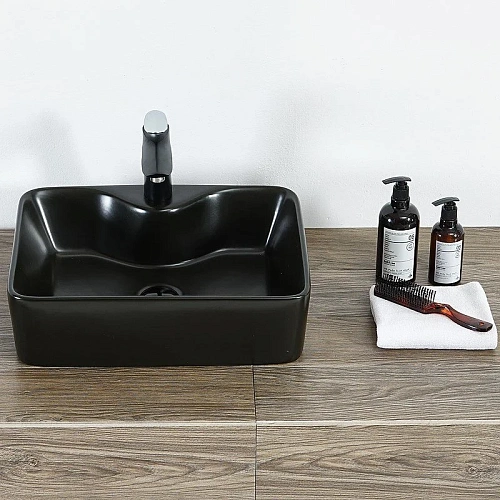 Раковина Orange B01-475mb накладная, матовый черный Раковина Orange B01-475mb накладная, матовый черный