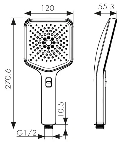 Душевая лейка Kaiser 3-х режимная, 120х120х270мм шлифованное золото SH-122 Душевая лейка Kaiser 3-х режимная, 120х120х270мм шлифованное золото SH-122