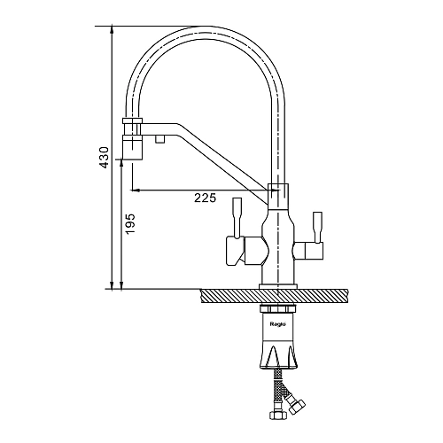 Смеситель для кухни Raglo R81.62.06 с гибким изливом с подключением к фильтру, черный Смеситель для кухни Raglo R81.62.06 с гибким изливом с подключением к фильтру, черный