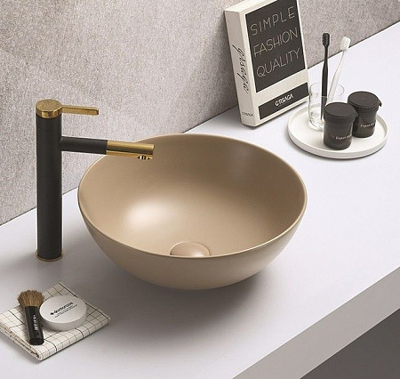 Раковина CeramaLux 104MC-1 накладная, капучино