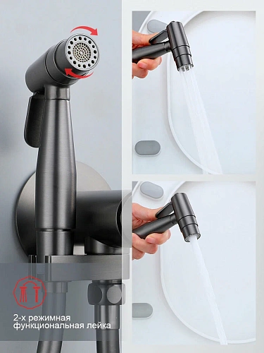 Гигиенический душ Raglo R20.54.09 встраиваемый, графит Гигиенический душ Raglo R20.54.09 встраиваемый, графит