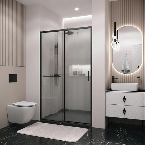 Душевая дверь GROSSMAN Style 100.K33.05.110.21.02 (110x195) черный матовый, стекло шиншилла Душевая дверь GROSSMAN Style 100.K33.05.110.21.02 (110x195) черный матовый, стекло шиншилла