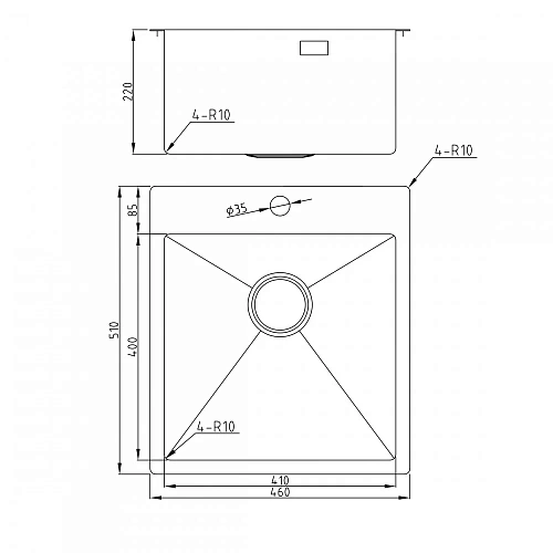 Кухонная мойка Milacio Denia 46 Steel (MC.77479) сталь воронёная Кухонная мойка Milacio Denia 46 Steel (MC.77479) сталь воронёная