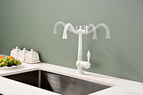 Смеситель для кухни Paulmark RETRO белый матовый Re213226-WH Смеситель для кухни Paulmark RETRO белый матовый Re213226-WH