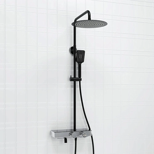 Душевая система WasserKRAFT A114.160.130.CB Thermo с термостатом черный Душевая система WasserKRAFT A114.160.130.CB Thermo с термостатом черный