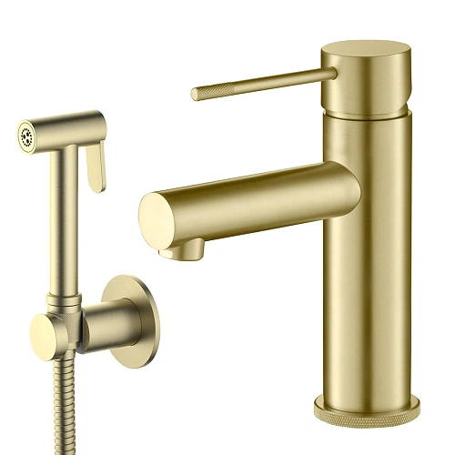 Смеситель для раковины Timo Saona 2360/17G с гигиеническим душем золото матовое Смеситель для раковины Timo Saona 2360/17G с гигиеническим душем золото матовое