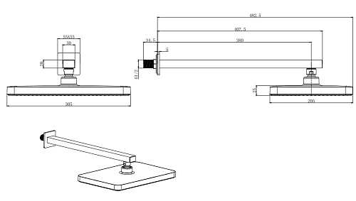 Верхний душ Aquatek AQ2081MB черный матовый, встраиваемый Верхний душ Aquatek AQ2081MB черный матовый, встраиваемый