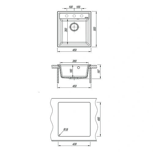 Кухонная мойка Lemark HANKA 450 врезная из кварцгранита, Жасмин 9910010 Кухонная мойка Lemark HANKA 450 врезная из кварцгранита, Жасмин 9910010