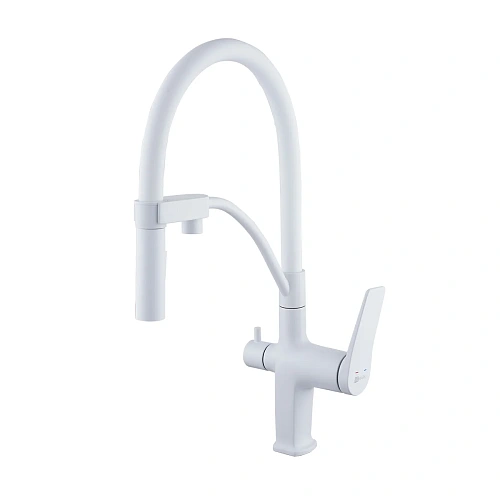 Смеситель для кухни Lemark Bronx LM3761MW с подключением к фильтру, белый/матовый Смеситель для кухни Lemark Bronx LM3761MW с подключением к фильтру, белый/матовый
