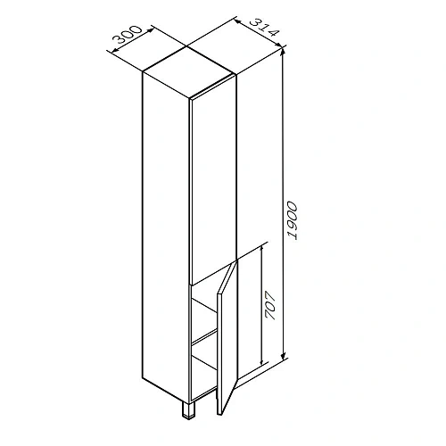 Шкаф-пенал AM.PM Gem M90CSR0306GM напольный, правый, 30 см, push-to-open, графит матовый Шкаф-пенал AM.PM Gem M90CSR0306GM напольный, правый, 30 см, push-to-open, графит матовый
