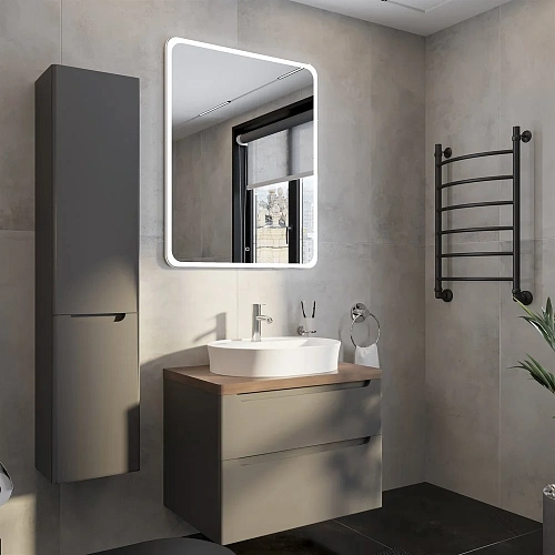 Тумба с раковиной STWORKI Берген 80 серая с темной столешницей, Bocchi Slim Line 1600-001-0126 56817 568177 Тумба с раковиной STWORKI Берген 80 серая с темной столешницей, Bocchi Slim Line 1600-001-0126 56817 568177