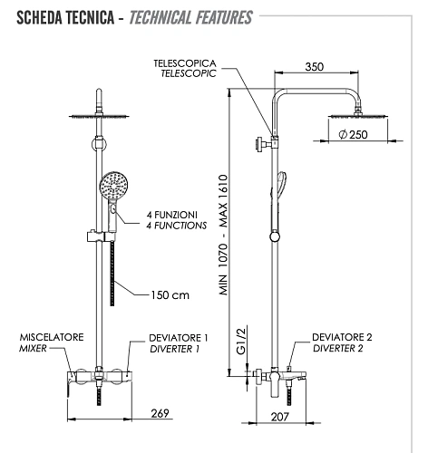 Душевая система Remer Energy EY34A8MPUFM25G Душевая система Remer Energy EY34A8MPUFM25G