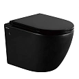 Унитаз подвесной ABBER Bequem AC1103MB черный матовый, безободковый с крышкой микролифт Унитаз подвесной ABBER Bequem AC1103MB черный матовый, безободковый с крышкой микролифт