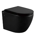 Унитаз подвесной ABBER Bequem AC1103MB черный матовый, безободковый с крышкой микролифт Унитаз подвесной ABBER Bequem AC1103MB черный матовый, безободковый с крышкой микролифт