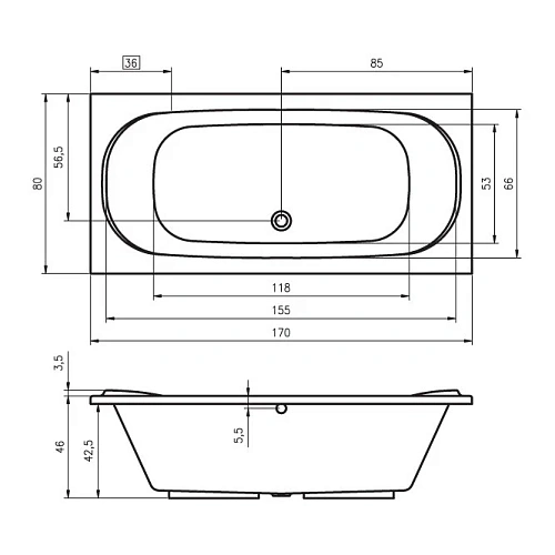 Акриловая ванна Riho Taurus BC0700500000000 170х80 Акриловая ванна Riho Taurus BC0700500000000 170х80