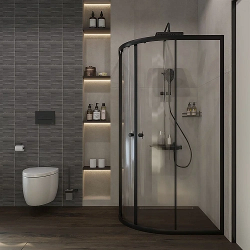 Душевой уголок DIWO Псков 100x100 профиль черный матовый 570902 Душевой уголок DIWO Псков 100x100 профиль черный матовый 570902