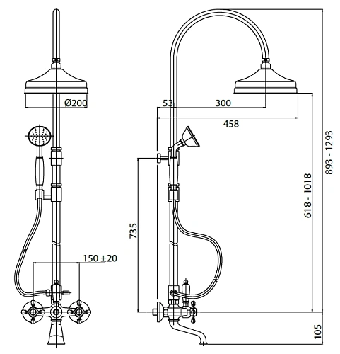 Душевая система Cezares Diamond (DIAMOND-CVD-02-Sw) бронза Душевая система Cezares Diamond (DIAMOND-CVD-02-Sw) бронза