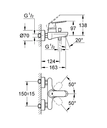 Смеситель для ванны GROHE Eurosmart Cosmopolitan, хром (32831000) Смеситель для ванны GROHE Eurosmart Cosmopolitan, хром (32831000)