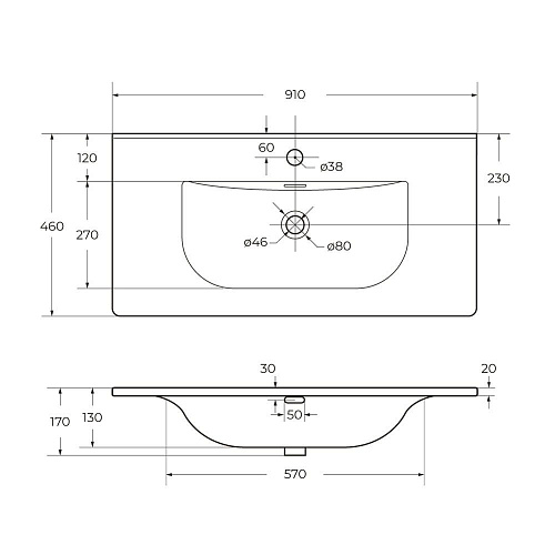Раковина BelBagno BB-8099-90 910x460 Раковина BelBagno BB-8099-90 910x460