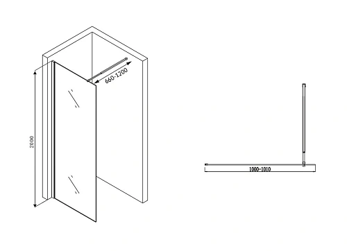 Душевая перегородка ABBER Immer Offen AG61100 100 см универсальная, профиль хром, стекло прозрачное Душевая перегородка ABBER Immer Offen AG61100 100 см универсальная, профиль хром, стекло прозрачное