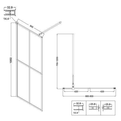 Душевая перегородка Niagara Nova NG-686-90BLACK (90x195) черный матовый, стекло прозрачное с рисунком Душевая перегородка Niagara Nova NG-686-90BLACK (90x195) черный матовый, стекло прозрачное с рисунком