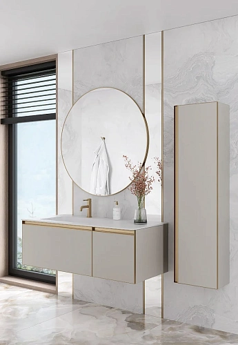 Тумба под раковину Armadi Art QUATRO 2 120см (80+40) CASHMERE профиль MATT GOLD 790-M2-120-CM-MG Тумба под раковину Armadi Art QUATRO 2 120см (80+40) CASHMERE профиль MATT GOLD 790-M2-120-CM-MG