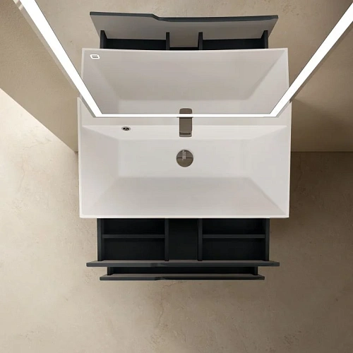 Тумба под раковину AQUAme AQM900380GM S3 подвесная 80 см антрацит Тумба под раковину AQUAme AQM900380GM S3 подвесная 80 см антрацит