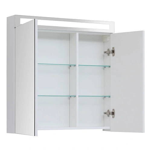 Зеркальный шкаф DREJA MAX, 80 см, 2 дверцы, 4 стеклянные полки, белый глянец 77.9009W Зеркальный шкаф DREJA MAX, 80 см, 2 дверцы, 4 стеклянные полки, белый глянец 77.9009W