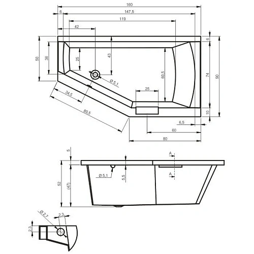 Акриловая ванна Riho Geta BA8600500000000 160x90 R Акриловая ванна Riho Geta BA8600500000000 160x90 R