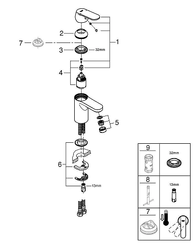 Смеситель для раковины GROHE Eurosmart Cosmopolitan, хром (32824000) Смеситель для раковины GROHE Eurosmart Cosmopolitan, хром (32824000)